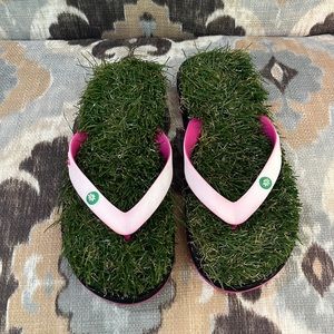 Faux grass sandals